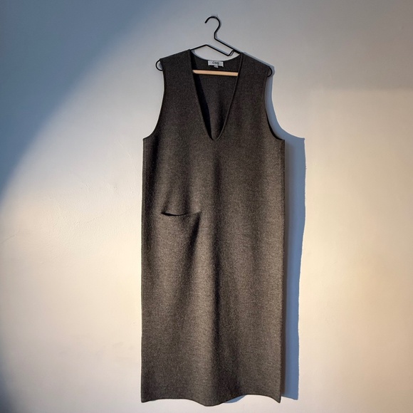COS Boiled Wool Midi Dress in Gray Melange, Size S - Picture 2 of 7
